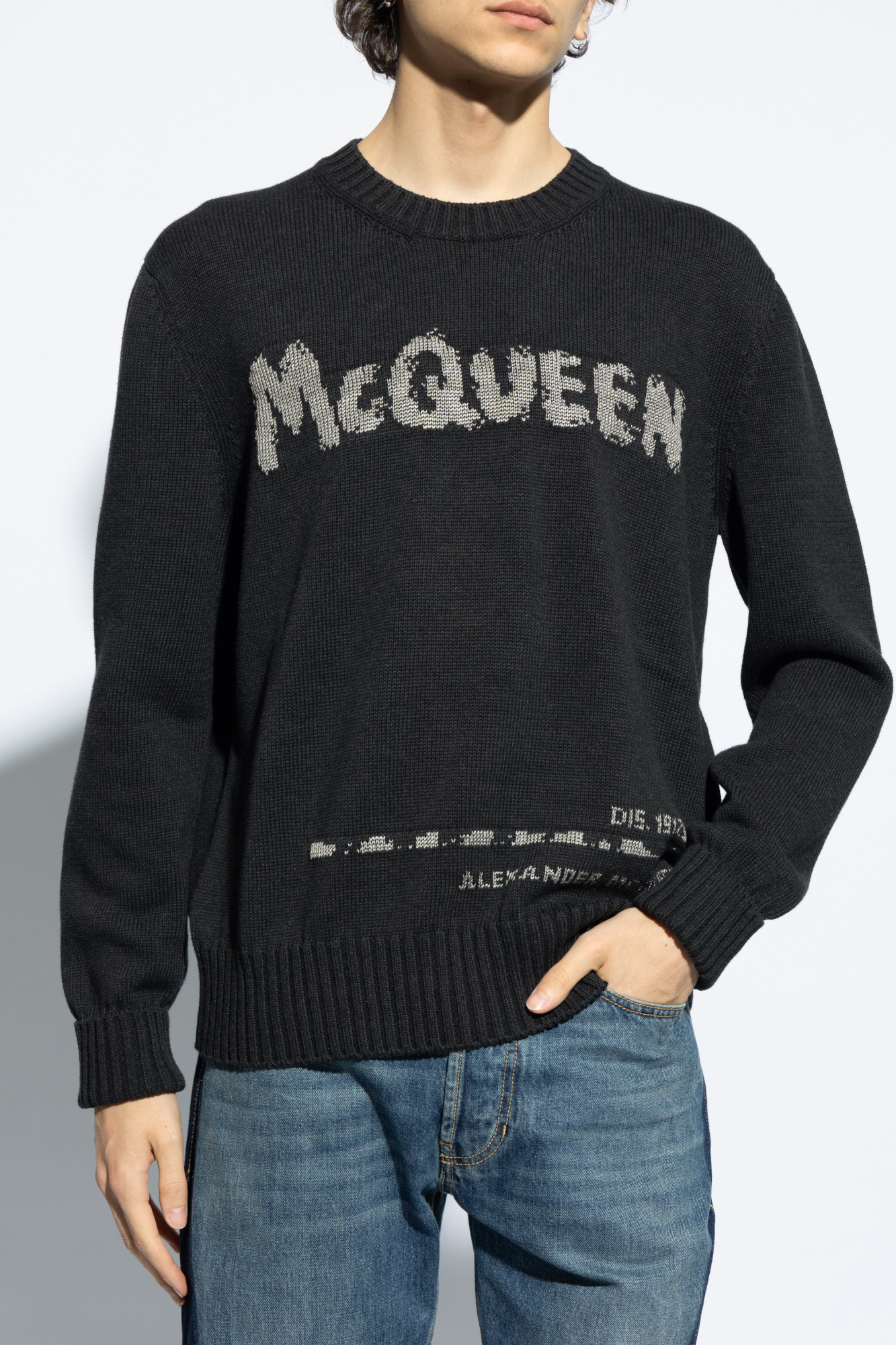 Grey Sweater with logo Alexander McQueen Vitkac Italy